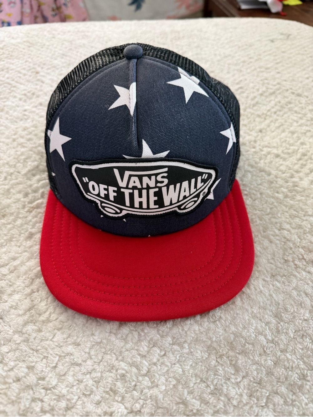 Vans Navy Star Trucker Hat with Red Brim